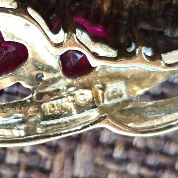 Elegant Vintage 10K White & Yellow Gold Genuine Ruby Diamond Necklace - Picture 8 of 14